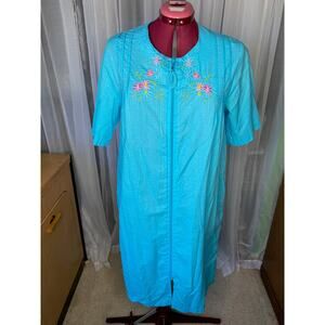 house dress duster embroidered collar pink